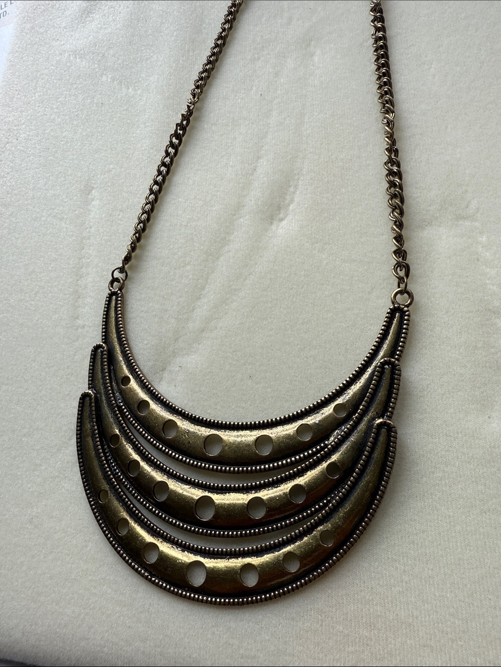 Layered Crescent Bib Necklace in Gold |14”